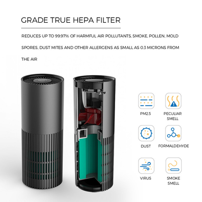 H13 True HEPA Filter Desktop Air Purifier Cahaya Ultraviolet Katoda Dingin